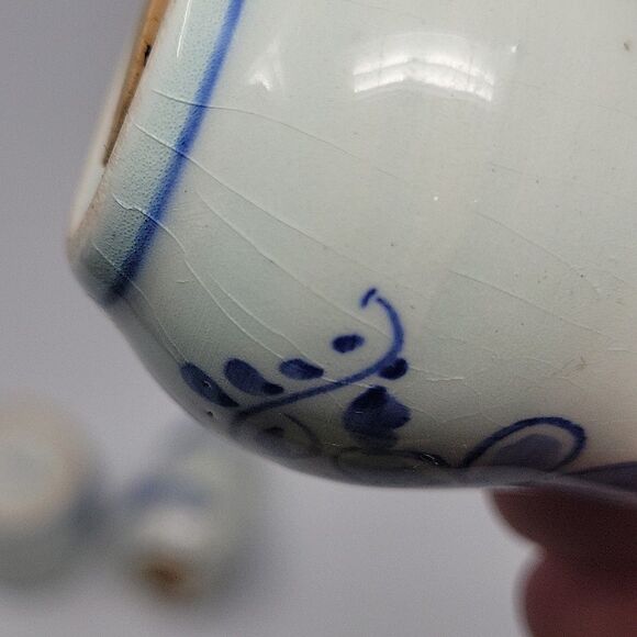 Vintage Delft Holland Salt & Pepper Shakers Blue /White Tray Set Mustard Jar - Picture 12 of 14